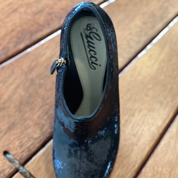 Gucci Black Sequin Ankle Booties Size 36 - Picture 3 of 8